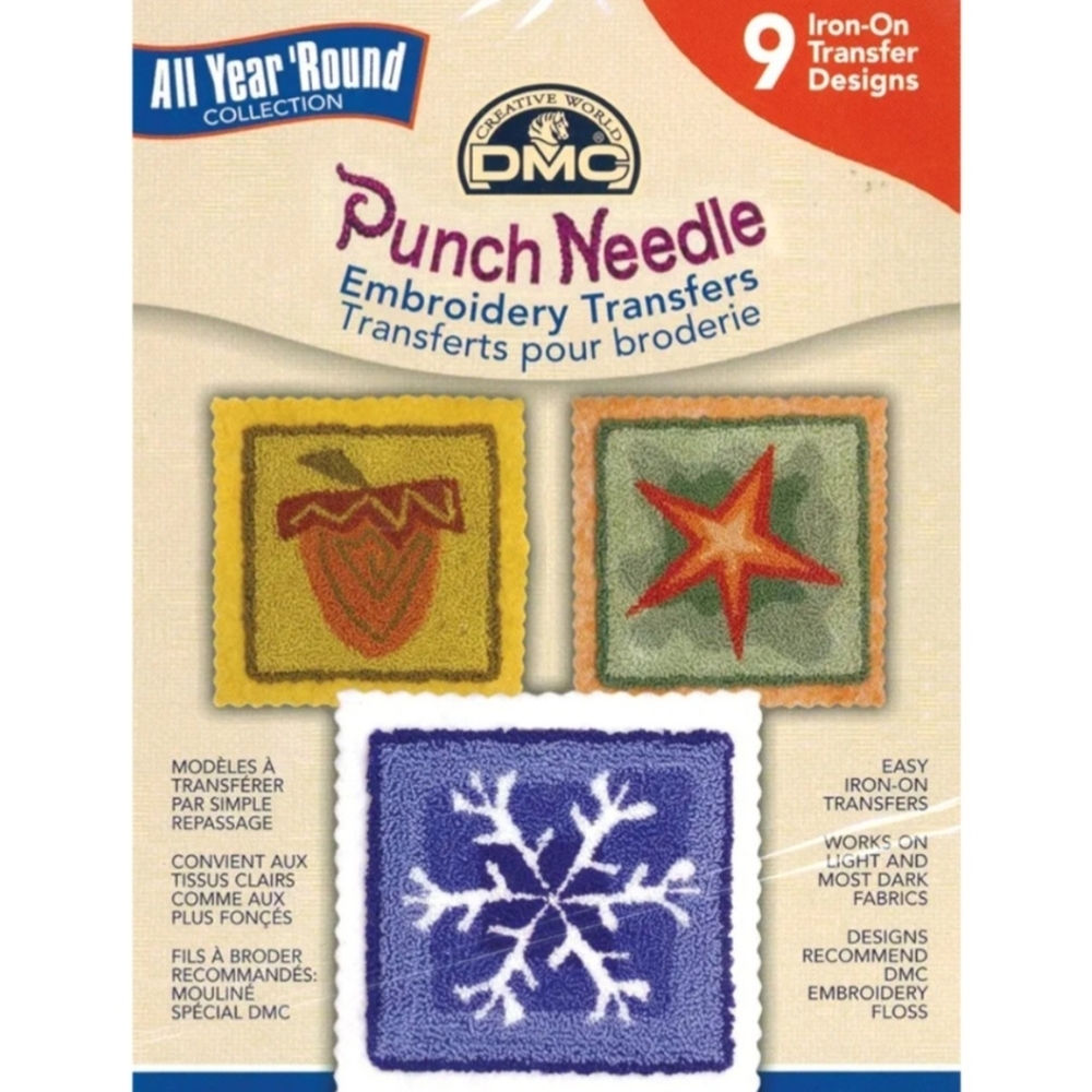 DMC Punch Needle Embroidery Transfers 9 Sesonal Iron On Transfers